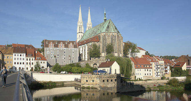 Görlitz, Neissebrücke, Waidhaus und St. Peter und Paul