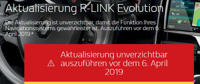 R-Link Aktualisierungshinweis